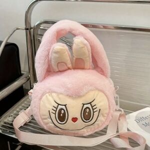 Labubu The Monsters Pink Theme Fuzzy Crossbody Handbag Character Kawaii